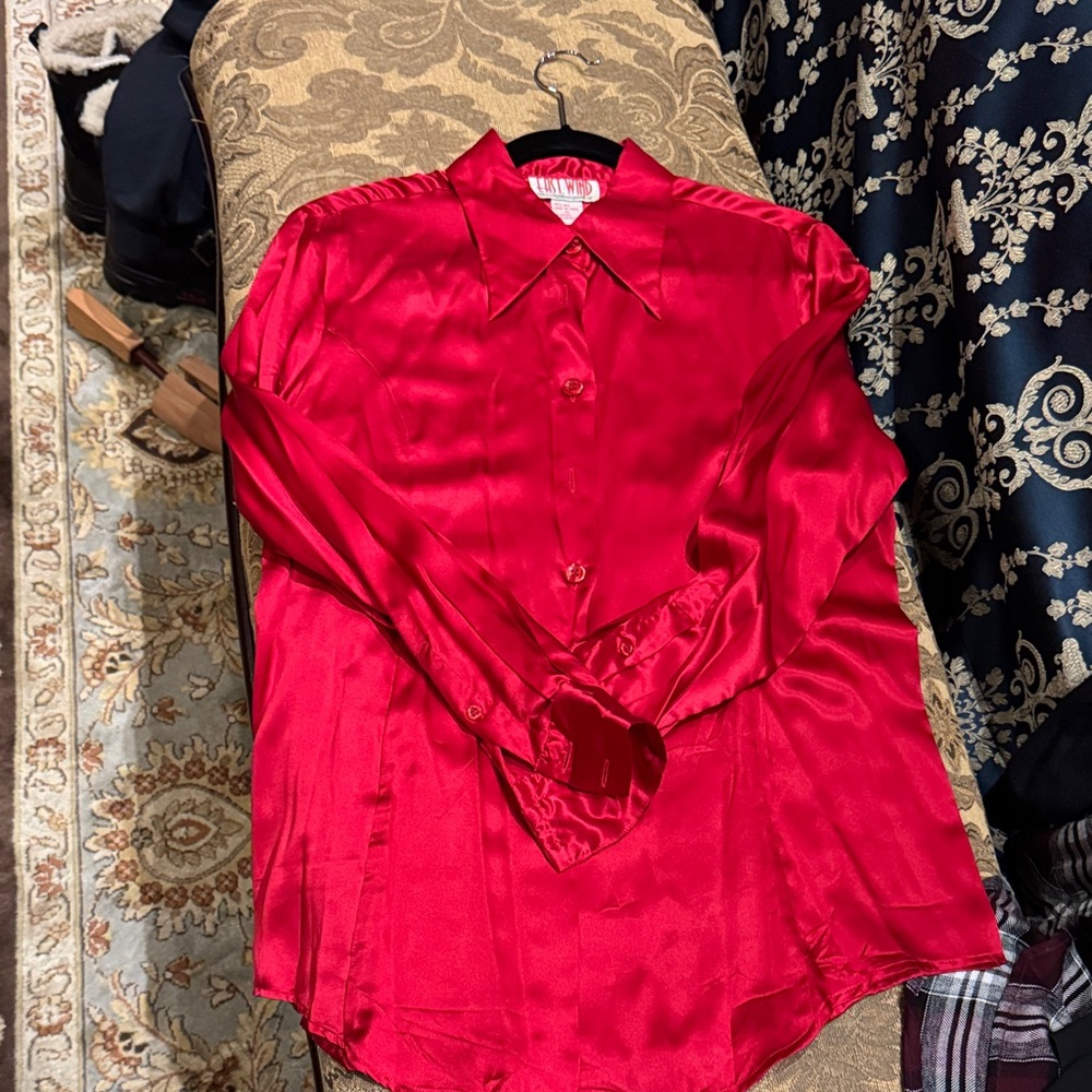 Elegant Red Satin Women's Top